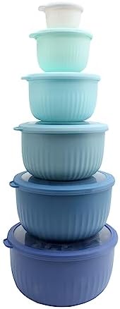 COOK WITH COLOR Prep Bowls with Lids- Wide and Deep Nesting Plastic Small Mixing Bowl Set with Lids, 12 Piece Set - Deep Bowls, Blue