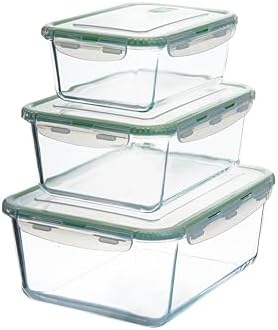 AGTRADE X-LARGE Glass Food Storage Containers with Lids Baking Dish Set Glass Storage Containers with Locking Lid Set 3-120 oz/70 oz/35 oz - Large Meal Prep Storing Serving Food Leakproof Ovensafe