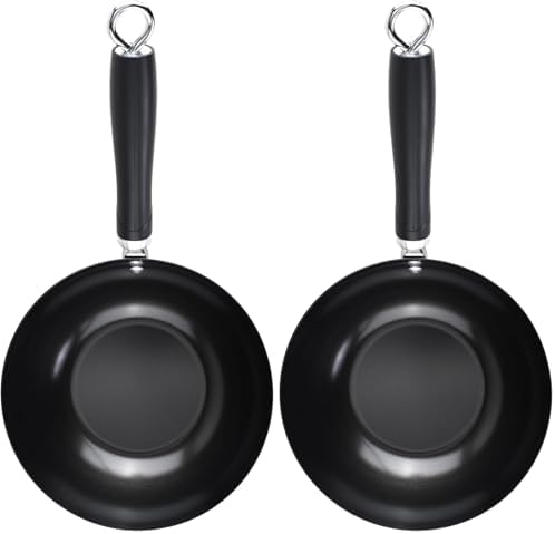GoodCook Everyday Nonstick Wok, 8-Inch, Black, Carbon Steel Small Wok, High Wall Construction, Flat Base, Ergonomic Flame Guard Handle, Non-Stick Wok Pan for Stir Fry and Sautéing (Pack of 2)