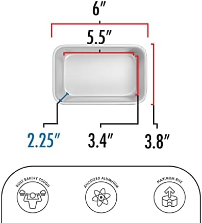 Fat Daddio's BP-5640 Anodized Aluminum Bread Loaf Pan, 5.5 x 3.125 x 2.375 Inch