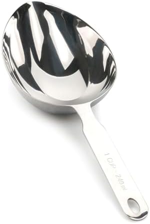 RSVP International Endurance Stainless Steel Measuring Scoop Collection, Oval, 1-Cup