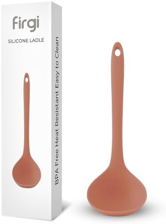 Platinum Silicone Cooking Ladle for Baking, Scraping & Mixing, 100% Food Grade Colorful Silicone Kitchen & Serving Utensils, Heat Resistant, Non-Stick Cookware - 8.6 inch Indie Pink