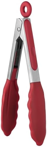 U-Taste Kitchen Tong for Cooking, 600ºF Heat-Resistant Silicone, 7in/Red