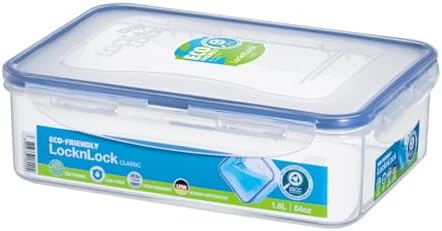 LOCK & LOCK Easy Essentials Food Storage lids/Airtight containers, BPA Free, 54 Ounce, Clear