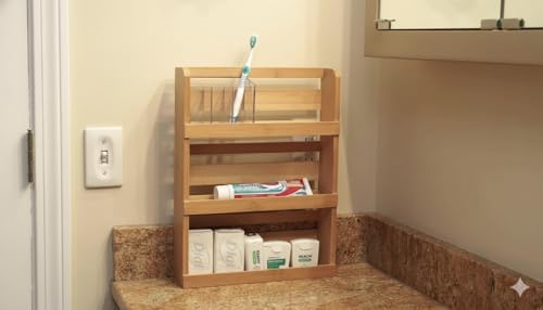 Lipper International 8840 Bamboo 3-Tier Spice Rack, 2.75-inch Depth Accommodates many Types of Spice Jars