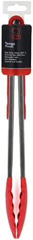 Chef Craft Premium Silicone Tongs, 12 inch, Red