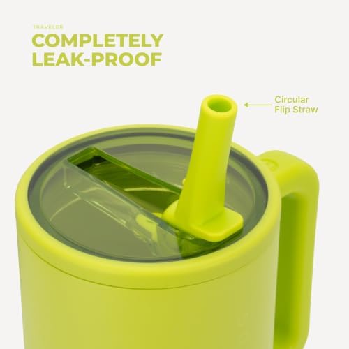 HydroJug Traveler 32oz, Insulated Tumbler with Handle & Straw, Lemon Lime