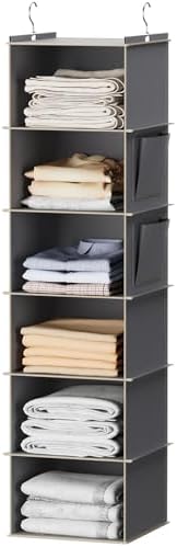 YOUDENOVA Hanging Closet Organizer and Storage, 6-Shelf, Grey