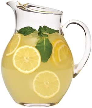Mikasa Napoli Glass Pitcher, 70 oz - Large Glass Water Pitcher with Spout for Serving Water, Juice, Sangria, Lemonade and More - Dishwasher Safe Elegant Glass Pitcher for Entertaining