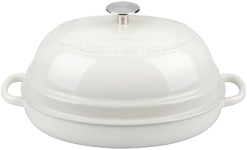 EDGING CASTING Enameled Oval Cast Iron Dutch Oven Pot with Lid, Bread Dutch Oven for Sourdough Bread Baking, Dutch Oven Bread, Bread Oven, 6QT, White