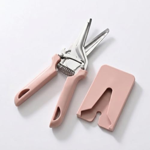 Heavy Duty Poultry Bone Shears,Spring Loaded Kitchen Shears,Stainless Steel丨Safety Lock丨Dishwasher Safe, All Purpose Kitchen Scissors for Chicken, Meat Cutting, Turkey ，Pink