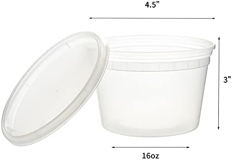 [48Set - 16oz.] Plastic Deli Food Storage Containers With Plastic Lids, Disposable togo containers for soup, Meal Prep, Slime | BPA Free | Stackable | Leakproof | Microwave | Dishwasher | Freezer Safe