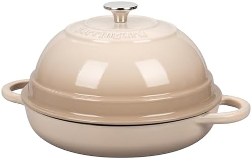 VORRINGARD Cast Iron Enameled Dutch Oven Pot with Lid for Bread Baking, Bread Oven, 6 Quart, Latte