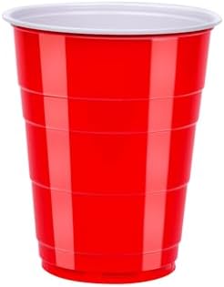 Amazon Basics Disposable Red Plastic Party Cups, BPA-Free, 18oz, for Birthdays, BBQs and Events, 120 Count (Pack of 2)