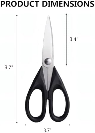 Multipurpose Kitchen Shears, 8.7" Professional Heavy-Duty Scissors, Dishwasher Safe, Rust-Resistant Stainless Steel, Ergonomic Soft Grip Handles for Cooking and Home Use