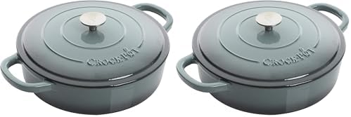 Crock-Pot Crock Pot Artisan Enameled Cast Iron Braiser W/Lid, 5 Quart, Slate Gray (Pack of 2)