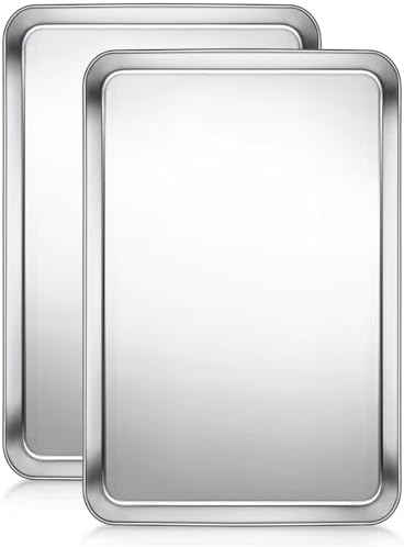 Terlulu Baking Sheet, Cookie Sheet, Stainless Steel Baking Pan, 2 Piece-17.3''x 12.3'' x 1'', Half Sheet Pan for Oven, Baking Tray for Baking&Roasting, Nonstick&Nontoxic&Easy Clean