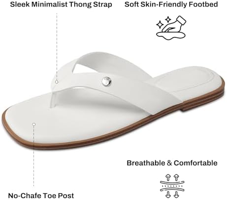 TEMOFON Flip Flops for Women Dressy: Comfortable Flat Tong Sandals 2026 Slip on Summer Casual Beach Walking Shoes