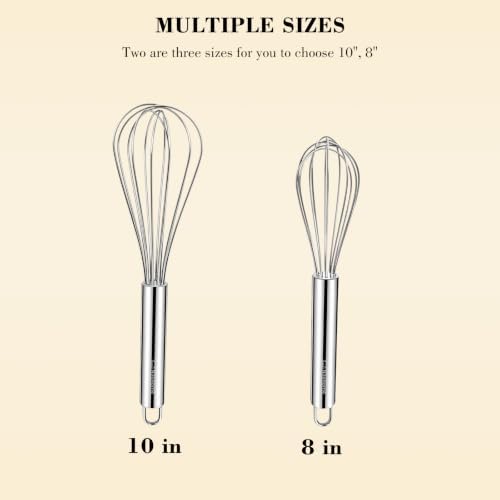 NileHome 2-Pack Stainless Steel Whisk Set,Kitchen Utensils for Cooking