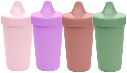 Re-Play Spill-Proof Sippy Cups for Toddlers - Kids Reusable 10 Oz Set of 4, Dishwasher & Microwave Safe, Made in USA, Blossom