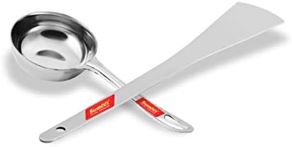 Sumeet Stainless Steel Perfect Dosa Making Spoon/Ladle Set of 2 Pcs (1 Turner, 1 Short Pour Ladle with Flat Base)