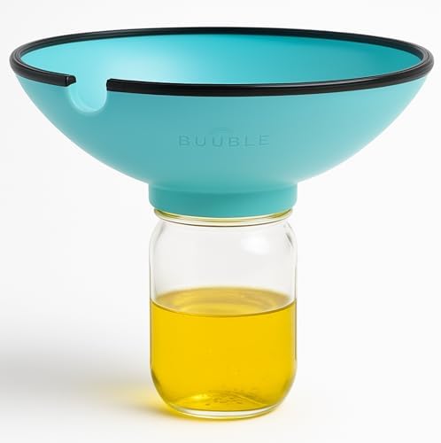 Ultimate Grease Drainer & Food Strainer (Aqua) Premium Heat-Resistant Silicone Colander for Bacon, Ground Beef, Pasta & Veggies; Fits Pans, Cans & Jars; Dishwasher Safe