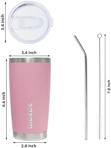 BJPKPK 20 oz Coffee Tumbler with Lid, Straw, Insulated Stainless Steel Mug