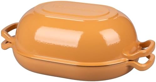 VORRINGARD Enameled Cast Iron Sourdough Bread Oven, Dutch Oven, Loaf Cast Iron Bread Pan for Homemade Bread Baking, Meatloaf Pan with Lid, 7QT, Yellow