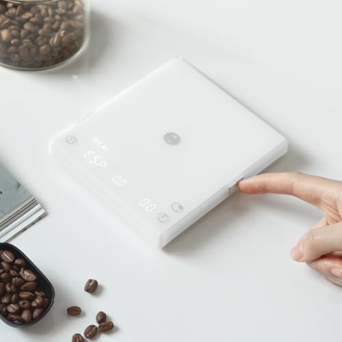 TIMEMORE Coffee Scale Basic 3.0 with Coffee-to-Water Ratio/Water Flow Rate/Timer Function, Digital Scale for Espresso and Pourover Mode, White