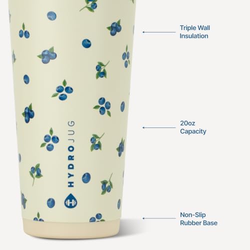 HydroJug Everyday Tumbler 20 oz, Ceramic-Lined Straw Cup, Freshly Pick'd