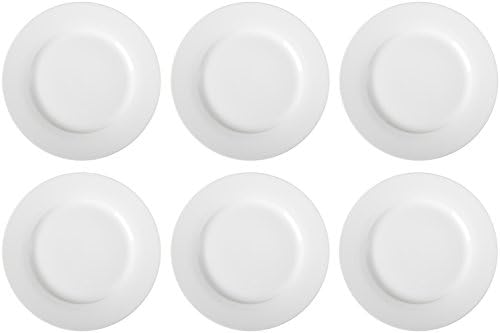 Amazon Basics 6-Piece White Dinner Plate Set, Microwave and Dishwasher Safe for Everyday Use, 10.5 inches