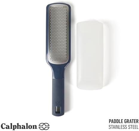Calphalon Prime Stainless Steel Handheld Cheese Grater W/Cover & Rubber Handle - Navy Blue