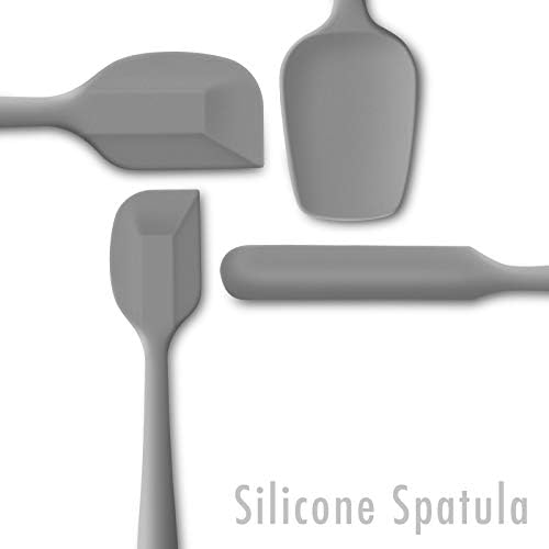 4-Piece Silicone Spatula Set with Stainless Steel Core, Gray