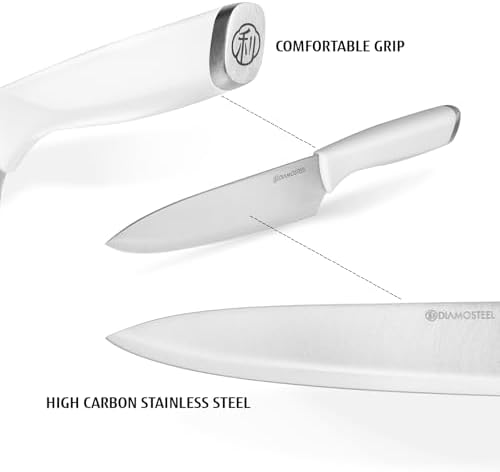 White Knife Set with Magnetic Strip for Wall,6-Piece