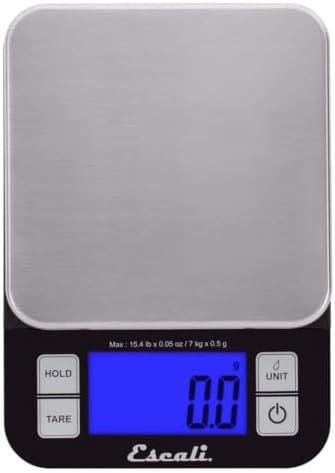 Escali Nutro Digital Food Scale, Multi-Functional Kitchen Appliance, Precise Weight Measuring and Portion Control, Baking and Cooking Made Simple, Stainless Steel Platform, Black, 1 Unit