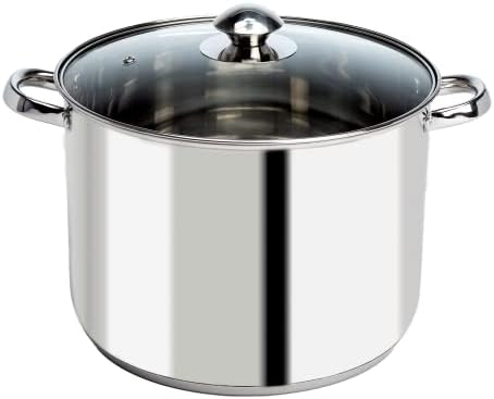Ecolution Stainless Steel Stock Pot, Encapsulated Induction Ready Cooking Pot with Glass Lid, Oven Safe, Dishwasher Safe Soup Pot, 8-Quart