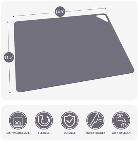 WK Flexible Plastic Cutting Boards for Kitchen, Cutting Board Mats Set of 3, Nonslip Cutting Board for Meat, Thin Cutting Sheets with Hole, Dishwasher Safe, BPA Free, 14.5x11.5"