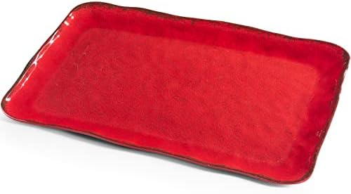 LEHAHA Christmas Melamine Platters for Serving Food, Colored Serving Trays, 17.5 x 10 Rectangular Turkey Serving Tray, Set of 2, Perfect for Outdoor, Christmas Parties, Restaurant, Dishwasher Safe
