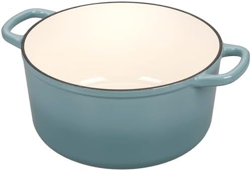 EDGING CASTING Enameled Cast Iron Dutch Oven with Sourdough Bread Baking Kit, Bread Dutch Oven with Lid, Includes Proofing Basket & Baking Tools, 5qt, Seasalt