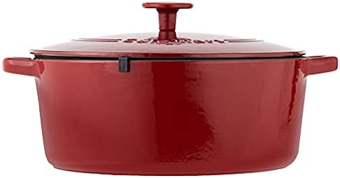 Cuisinart Chef's Classic Enameled Cast Iron Dutch Oven with Lid, Porcelain Enameled Interior, Oven Safe, Induction Compatible, 7-Quart, Round, Cardinal Red