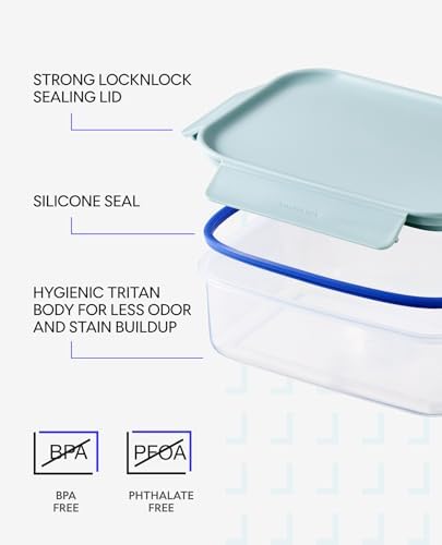 LocknLock Classic-Plus Plastic Food Storage Container | Airtight Plastic Food Storage Containers with Lids | BPA Free Stackable Food Storage for Meal Prep, Leakproof, Freezer & Dishwasher Safe, 3.8L