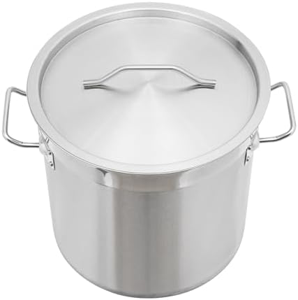 18 Quart Stainless Steel Stockpot Commercial Large Stock Pot with Lid & Handles, Cookware Soup Pot for Boiling Cooking Stew, Induction Cooking Pot for Home Restaurant Hotel (17L/18Qt)