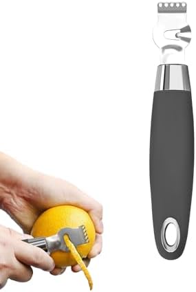 Lemon Zester Tool with Channel Knife, 2-in-1 Citrus Zester Grater and Orange Peeler, Non-Slip Silicone Handle for Lemon Lime Twists, Cocktail Garnish and Kitchen Use