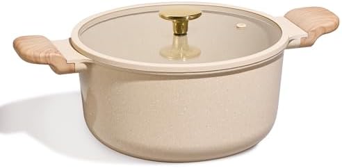 CAROTE 5 Qt Nonstick Stock Pot with Lid Soup Pot, Ceramic 5 Quart Casserole with Lid, Easy to Clean Non Stick Cooking Pot Cookware PFOA Free, Ceramic Oatmeal