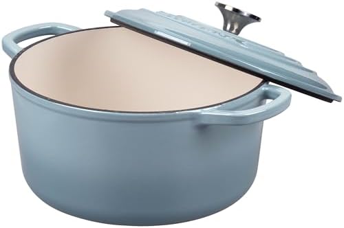 VORRINGARD Enameled Cast Iron Dutch Oven Pot with Lid, for Sourdough Bread Baking, Round Dutch Ovens, 6 Quart, Sea Salt