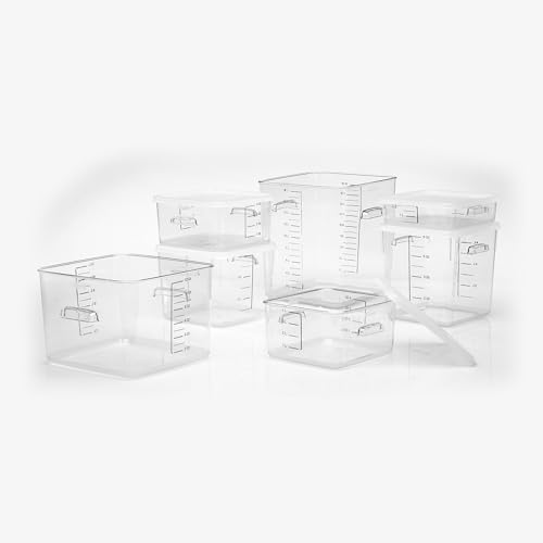 Rubbermaid Commercial Products, Space Saving Square Food Storage Container, 2 Quart, Clear, for Kitchen/Sous Vide/Meal Prep
