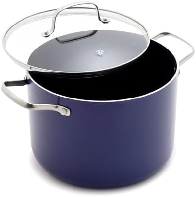 Blue Diamond 8QT Diamond Infused Ceramic Nonstick Stockpot with Lid, Blue