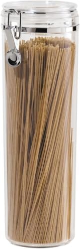 Oggi Tall Clear Canister with Clamp Lid, 58 oz - Large Airtight Food Storage Container, Ideal for Kitchen & Pantry Storage of Bulk, Dry Foods Including Pasta & Spaghetti,(Pack of 12)