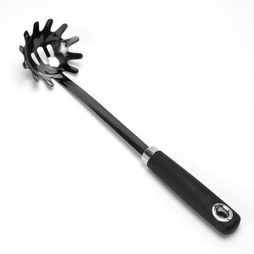 Black Stainless Steel Pasta Spoon, Spaghetti Server, Pasta Fork