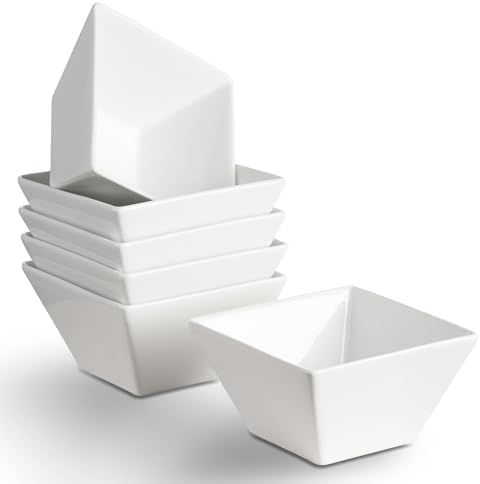 Small Porcelain Serving Bowl Set of 6, 4.6" Square Cereal Bowl